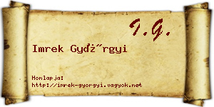 Imrek Györgyi névjegykártya